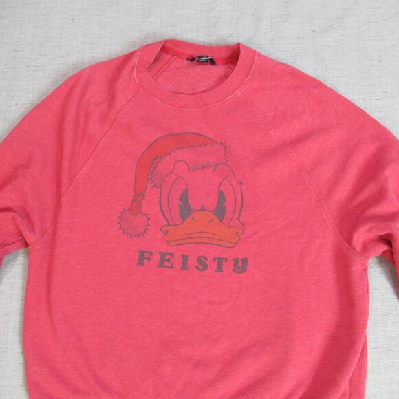 Disney x AE Sweatshirt Womens Size XS Red Donald Duck Feisty Pullover Christmas - Picture 4 of 10